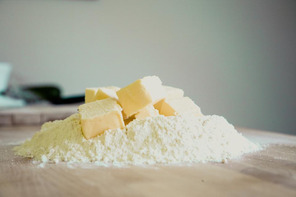 Flour and butter ready for baking